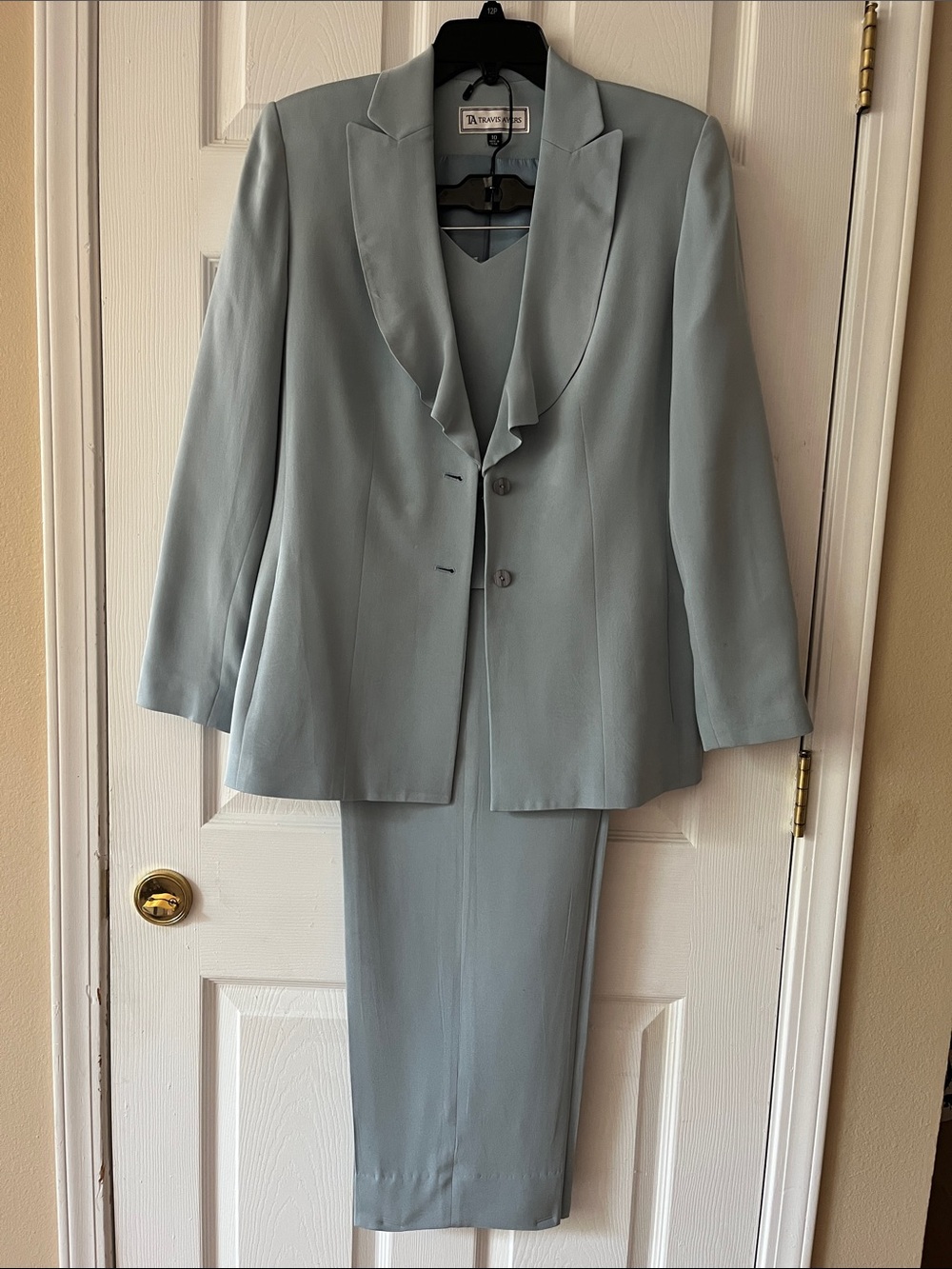 Travis Ayers Light Blue Women's Two-Piece Silk  Suit